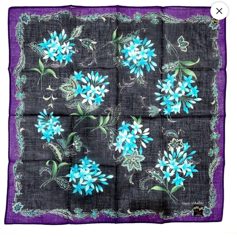 Mario Valentino Black and Purple Floral Scarf
